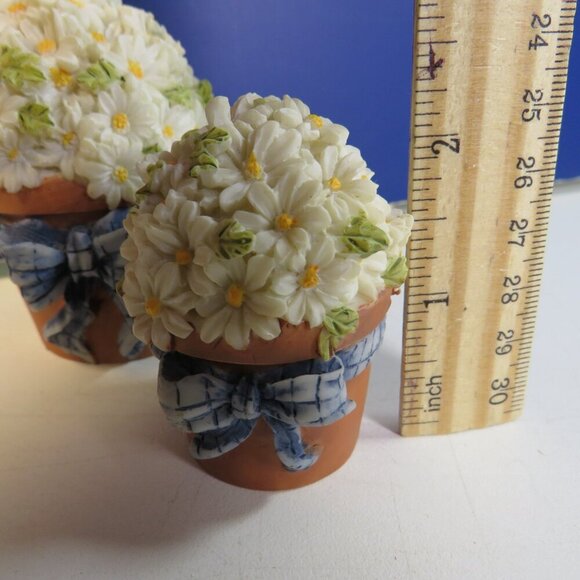 Cracker Barrel Daisy's in pot Floral (2) trinket dishes in two sizes NO CHIPS - Picture 9 of 10